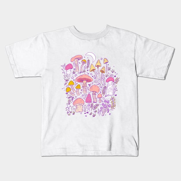 Dreamy Mushroom Forest Kids T-Shirt by Jacqueline Hurd